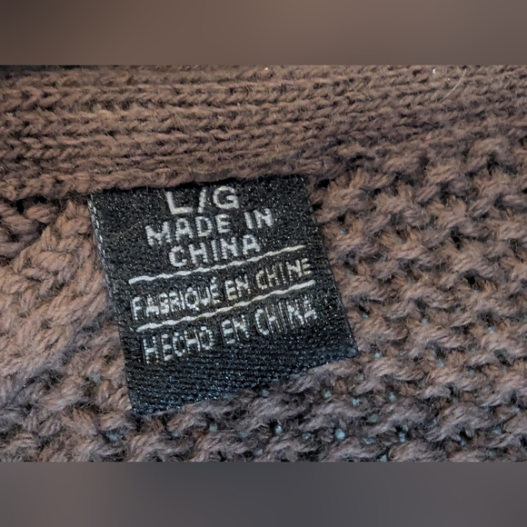 Hudson Cable Knit Acid Wash Brown Cotton Sweater Size large - Picture 8 of 11